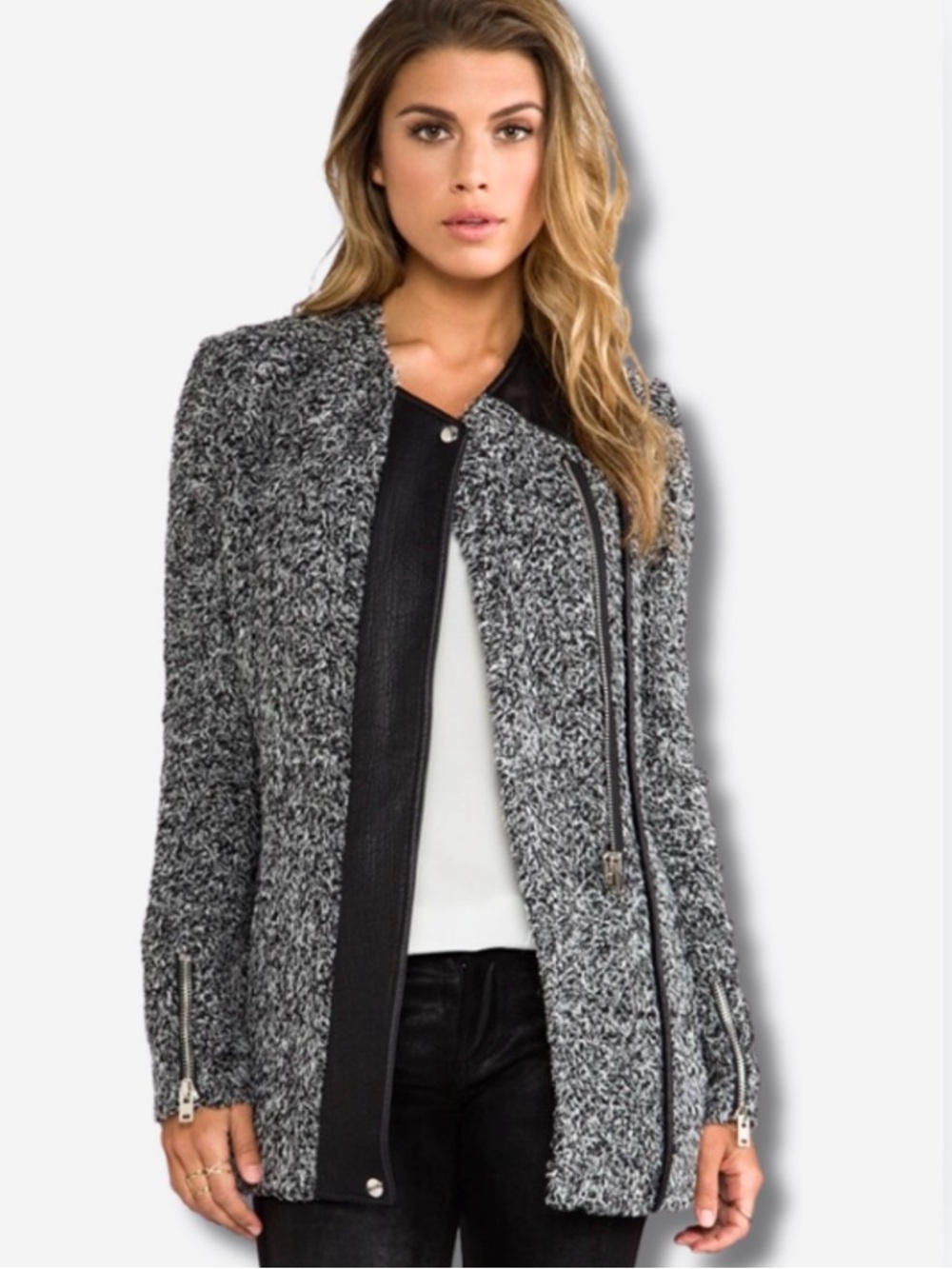 Revolve IRO Derby Wool Jacket in Grey Souris Size 38 (M)